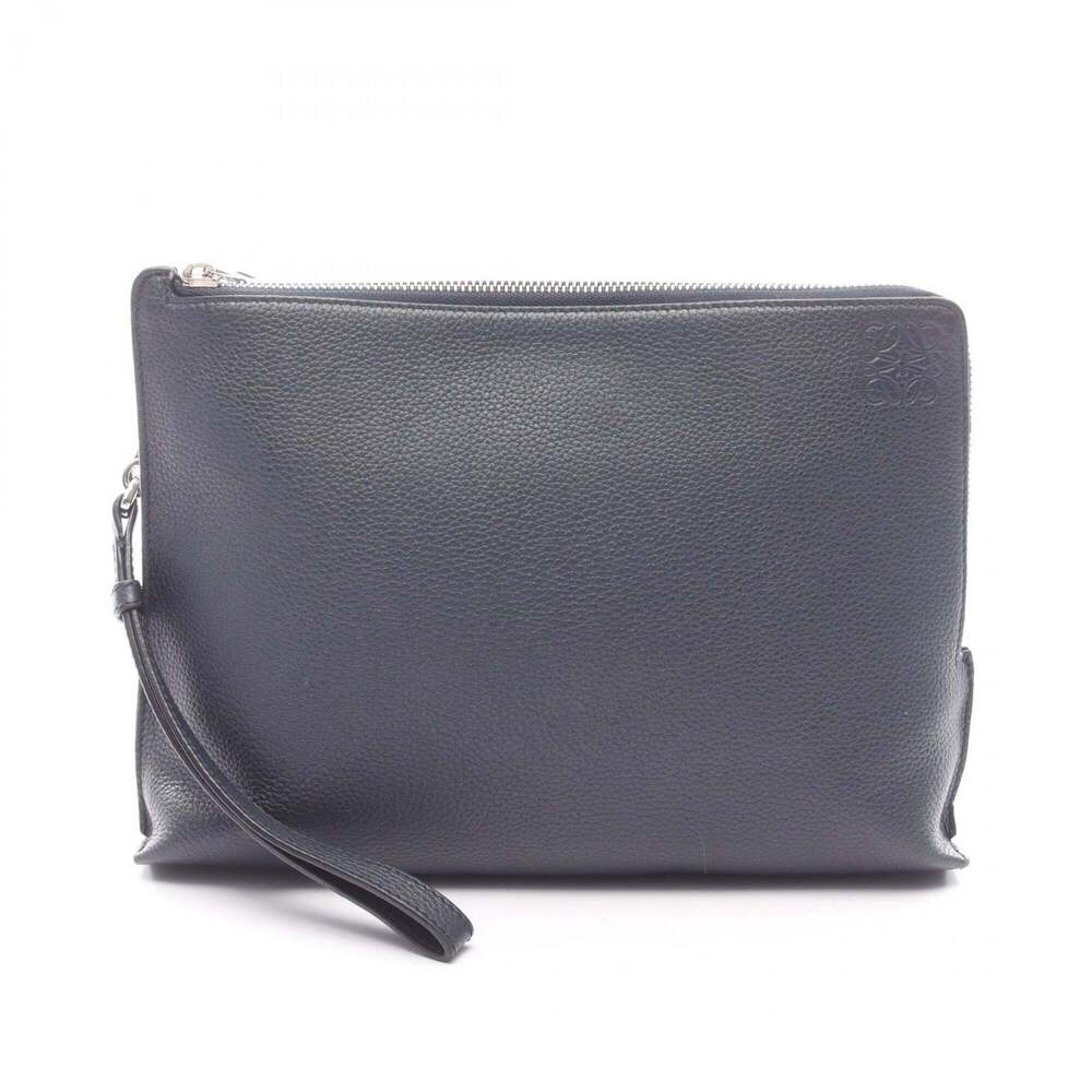 LOEWE Anagram Second Bag Clutch Handbag Leather Men's Navy